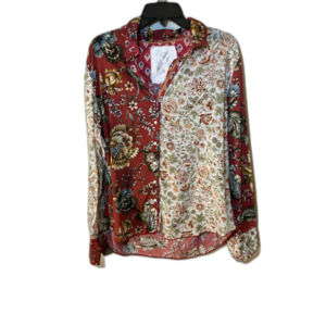 CINO Sundance Agata Provence Mix Floral Print Button Down Shirt - Woman's Large